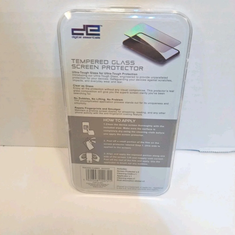 Digital Essentials Tempered Glass Screen Protector for iPhones 13,14,15- 2 Pack